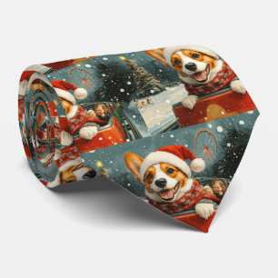 Basenji Dog Roller Coaster Christmas Tie