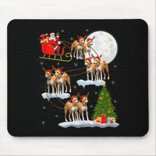 Basenji Dog Santa Sleigh Flying Funny Magical Chri Mouse Mat