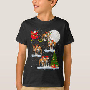 Basenji Dog Santa Sleigh Flying Funny Magical Chri T-Shirt