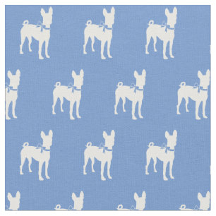 Basenji Dog Silhouette Pet Light Blue Fabric