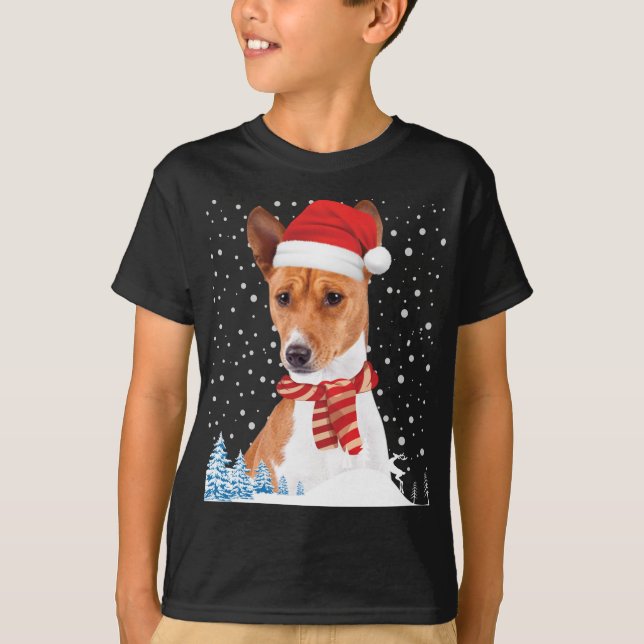 Basenji Dog Ugly Christmas Sweater Santa Hat Funny (Front)