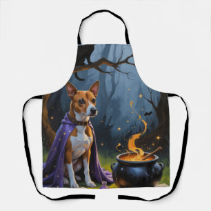 Basenji Dog Whimsical Halloween Painting Apron