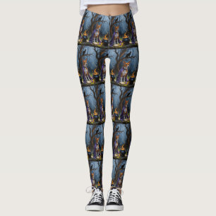 Basenji Dog Whimsical Halloween Painting Leggings