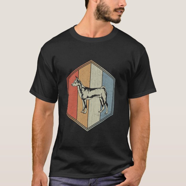 Basenji Dog With Distressed Design Retro Basenji D T-Shirt (Front)