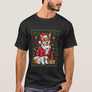 Basenji Dog Xmas Lights Ugly Santa Basenji Christm T-Shirt