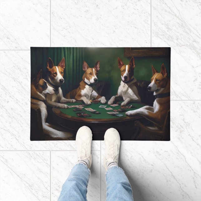 Basenji Dogs Playing Poker Art Doormat (Indoor)