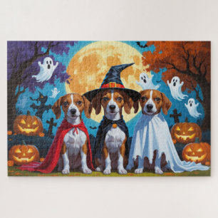 Basenji Dogs Pumpkin Halloween Funny Jigsaw Puzzle