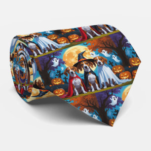 Basenji Dogs Pumpkin Halloween Funny Tie