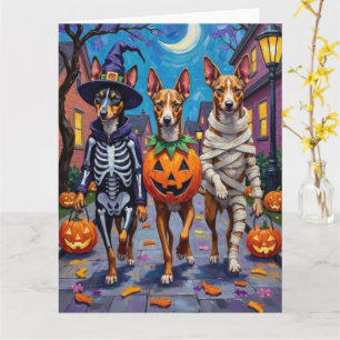 Basenji Dogs Trick-or-Treating Halloween Costumes Card