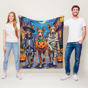 Basenji Dogs Trick-or-Treating Halloween Costumes Fleece Blanket