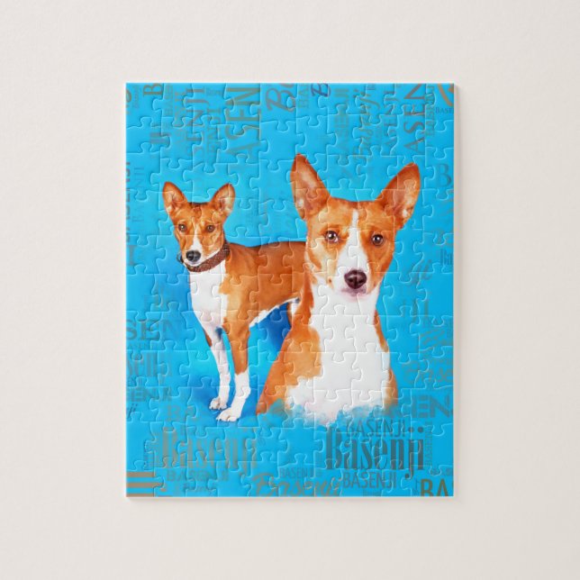 Basenji dogs  with Word cloud Pattern Jigsaw Puzzle (Vertical)