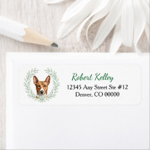 Basenji Eucalyptus Leaf Wreath Return Address