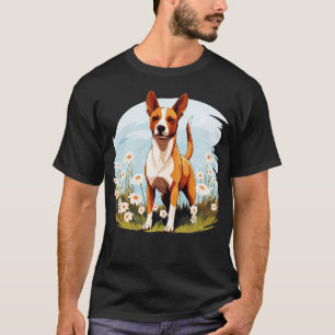 Basenji Flower Painting Cute Colourful Puppy Dog T-Shirt