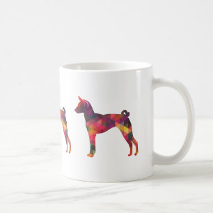 Basenji Geometric Pattern Silhouette Multi Coffee Mug