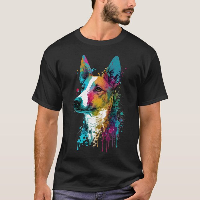 Basenji - Graffiti Neon Ink Splash T-Shirt (Front)