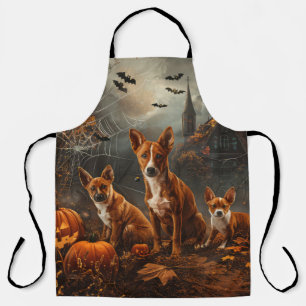 Basenji Halloween Night Doggy Delight  Apron