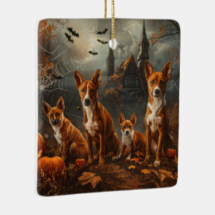 Basenji Halloween Night Doggy Delight Ceramic Ornament