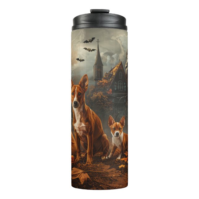 Basenji Halloween Night Doggy Delight  Thermal Tumbler (Front)
