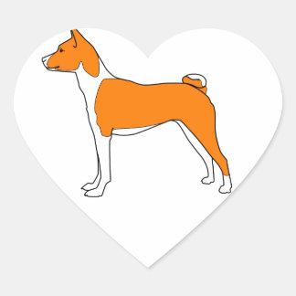 basenji heart heart sticker