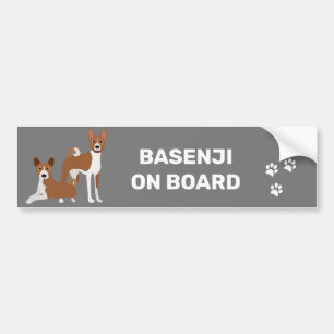 Basenji Hound On Board Red White Bumper Sticker
