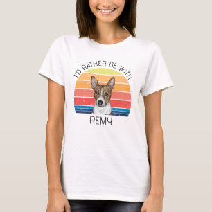 Basenji I'd Rather Be With Personalised Name  T-Shirt