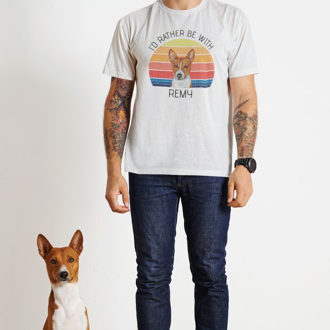Basenji I'd Rather Be With Personalised Name  T-Shirt (Creator Uploaded)