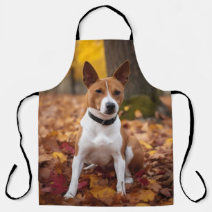 Basenji in Autumn Leaves Fall Inspire Apron