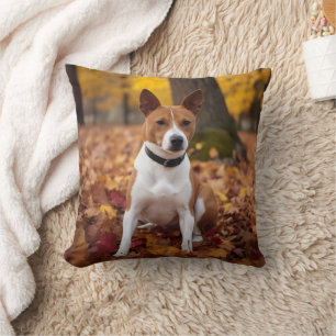 Basenji in Autumn Leaves Fall Inspire Cushion