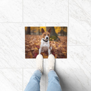 Basenji in Autumn Leaves Fall Inspire Doormat