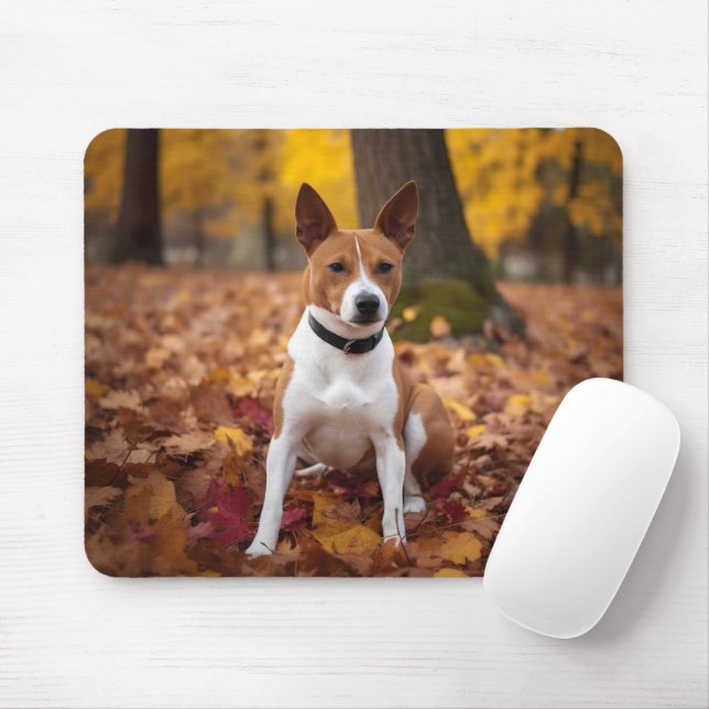 Basenji in Autumn Leaves Fall Inspire  Mouse Mat (With Mouse)