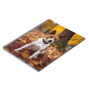 Basenji in Autumn Leaves Fall Inspire Notebook