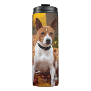 Basenji in Autumn Leaves Fall Inspire Thermal Tumbler
