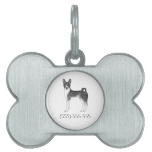 Basenji In Black And White And Custom Phone Number Pet ID Tag
