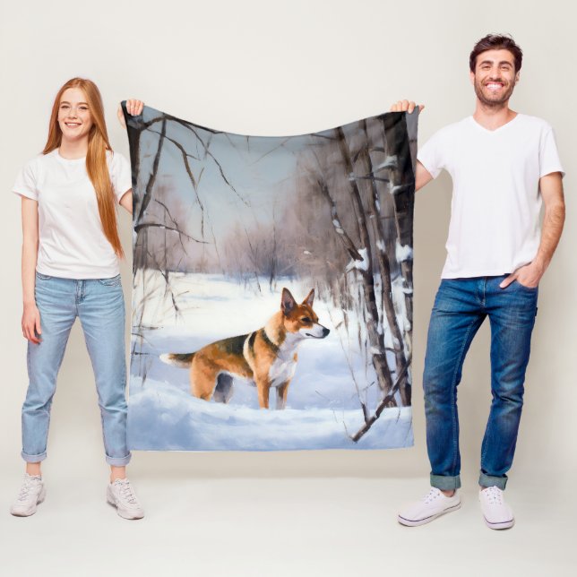 Basenji Let It Snow Christmas  Fleece Blanket (In Situ)