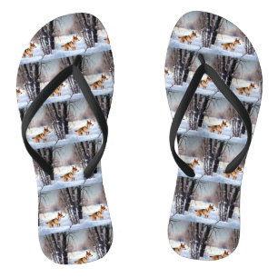Basenji Let It Snow Christmas Flip Flops