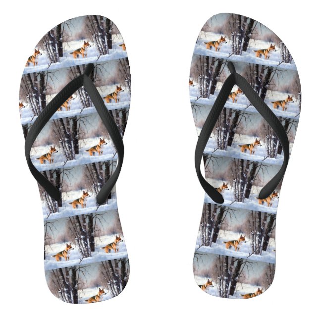 Basenji Let It Snow Christmas  Flip Flops (Footbed)