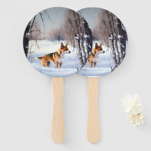 Basenji Let It Snow Christmas  Hand Fan