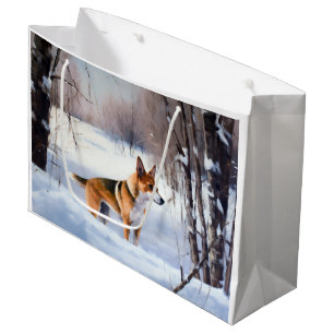 Basenji Let It Snow Christmas  Large Gift Bag