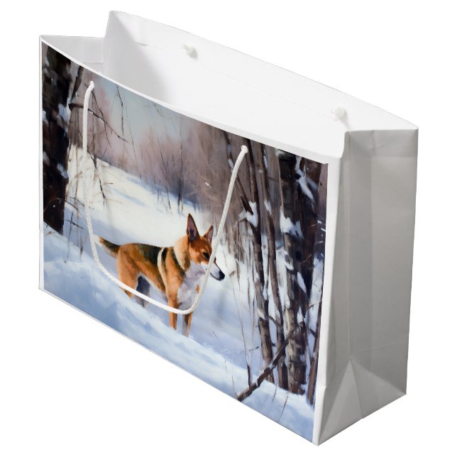 Basenji Let It Snow Christmas  Large Gift Bag (Front Angled)