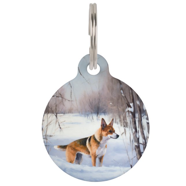 Basenji Let It Snow Christmas  Pet Tag (Front)