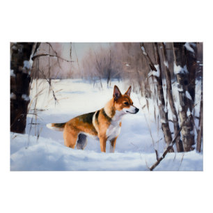 Basenji Let It Snow Christmas Poster
