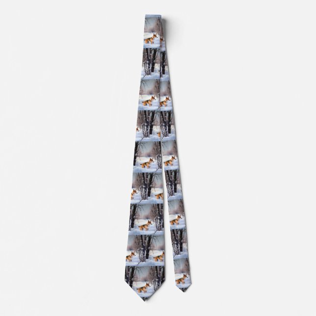 Basenji Let It Snow Christmas  Tie (Front)