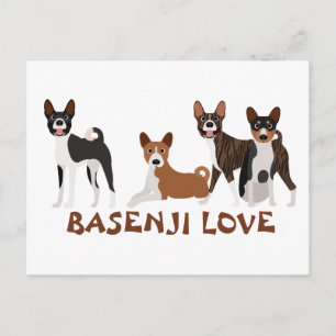 Basenji Love Dog Breed Brindle Red White Black tan Postcard