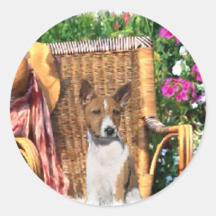 Basenji Lovers Art Gifts Classic Round Sticker