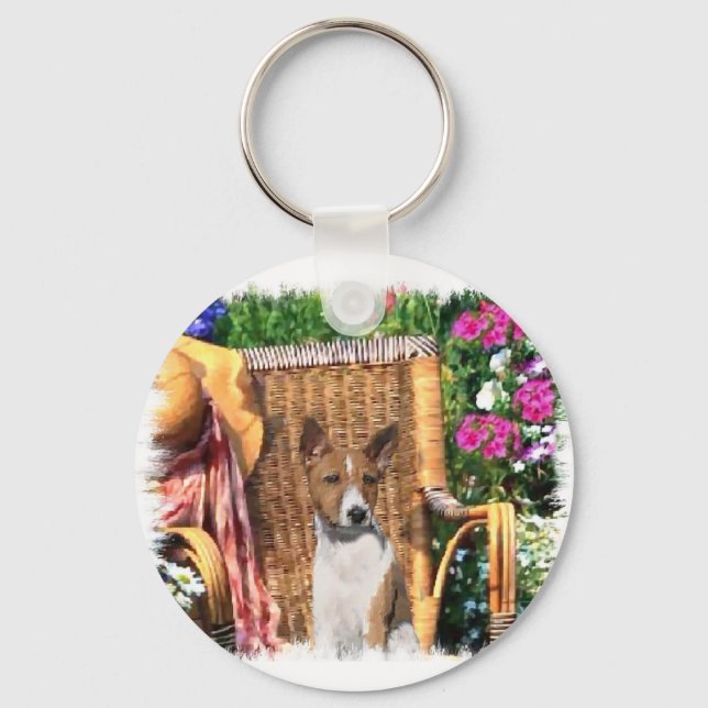 Basenji Lovers Art Gifts Key Ring (Front)