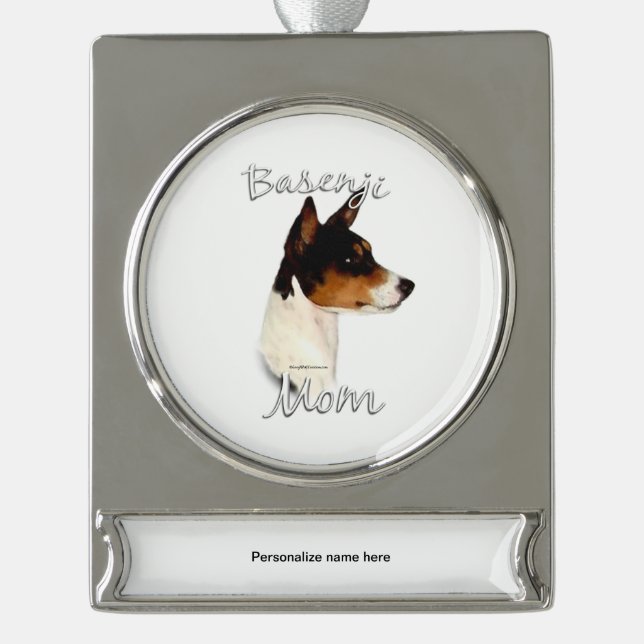 Basenji Mum 2 Silver Plated Banner Ornament (Front)