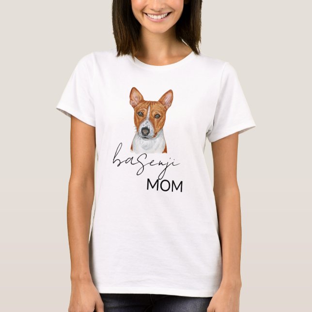 Basenji Mum Cute Watercolor Dog lover   T-Shirt (Front)