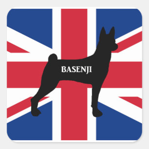 basenji name silhouette england United_Kingdom fla Square Sticker