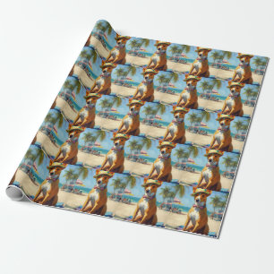 Basenji  on Beach, summer gift for dog lovers  Wrapping Paper