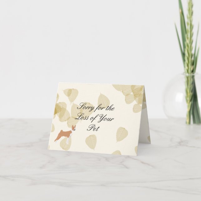 Basenji on Tan Leaves Card (Front)